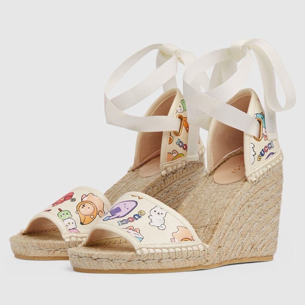 Gucci Printed Espadrille Wedges - Picture 2 of 5